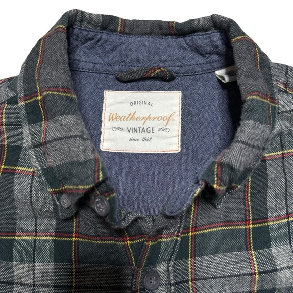 Weatherproof Vintage Men's Blue Green White Tartan Button-Down Plaid Size Large - Picture 4 of 8